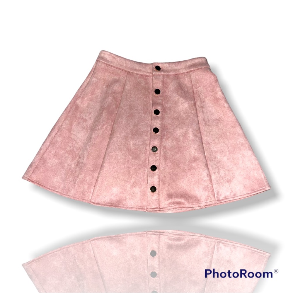 Pink Faux Suede Mini Skirt
